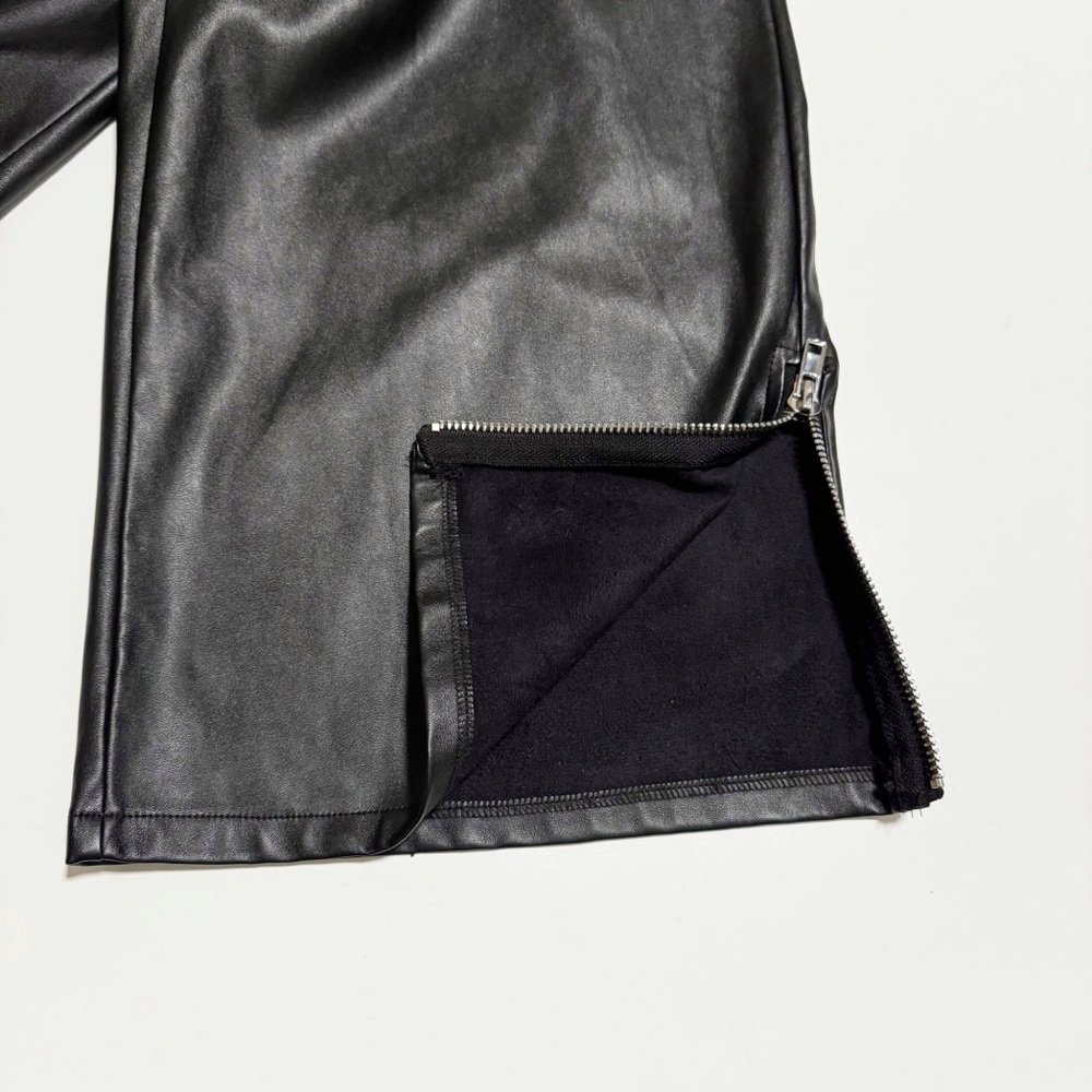 Pretty Little Thing High Rise Faux Leather Wide Leg Zipper Trousers - Picture 8 of 11